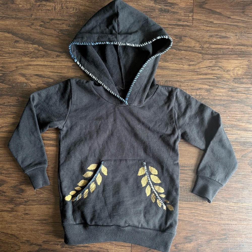 Vintage 2005 American Apparel Hand Painted Black Hoodie kids size 2